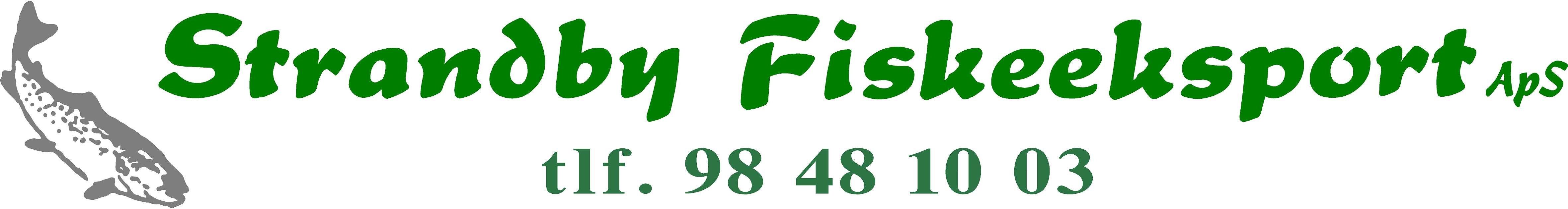 Strandby Fiskeeksport logo og tlf. nummer.